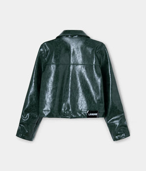 LAAGAM AW24- Lena Green Faux Leather Jacket