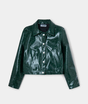 LAAGAM AW24- Lena Green Faux Leather Jacket