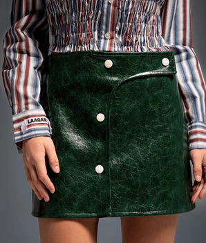 LAAGAM AW24- Lena Green Faux Leather Skirt