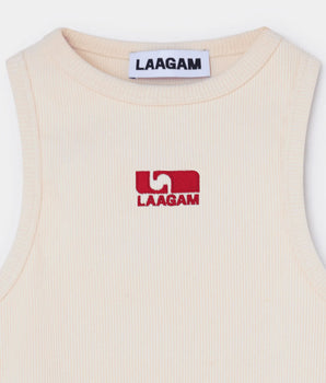 LAAGAM AW24- Embroidered Logo Tanktop Ecru