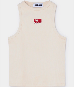 LAAGAM AW24- Embroidered Logo Tanktop Ecru